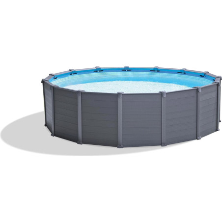 Intex Ø 478 x 124 cm Frame Pool Komplett Set Graphit mit Sand­fil­ter­an­la­ge