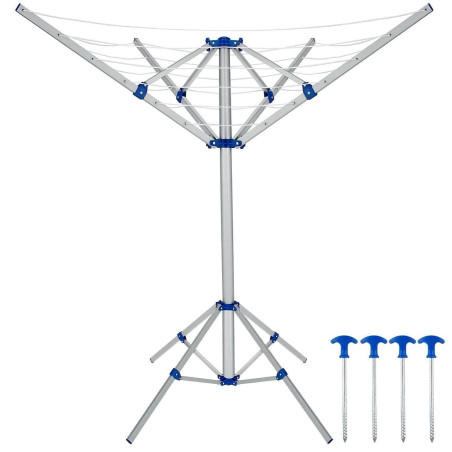 Deuba 100508 Mobile Aluminium Wäschespinne mit 4 Armen und 4 Standfüßen - 16m Gesamtleine