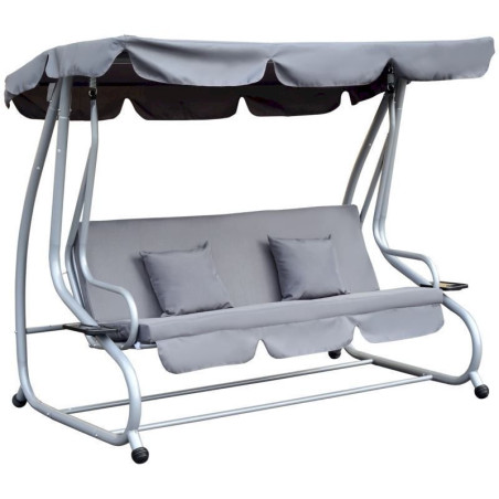 Outsunny Balancelle de Jardin en Métal Gris 200 x 120 x 164 cm