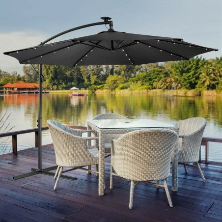 Arebos Parasol de terrasse Jardin Parasol suspendu avec éclairage LED Anthracite Ø3m