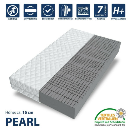 FDM PEARL-140-200 Matratze 140x200 Kaltschaum 7 Zonen PEARL HR Bett Konturschnitt H3 H4 16 cm