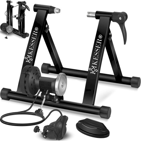 KESSER® Rollentrainer Fahrrad 6 Gänge klappbar Fahrradtrainer 150 kg Heimtrainer - SCHWARZ