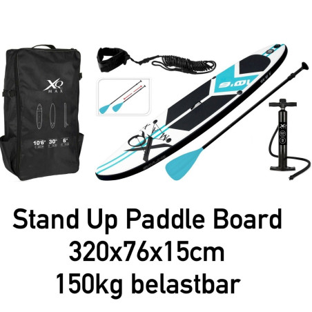 Stand Up Paddle Board Set 320x76x15cm blau-weiß mit Rucksack