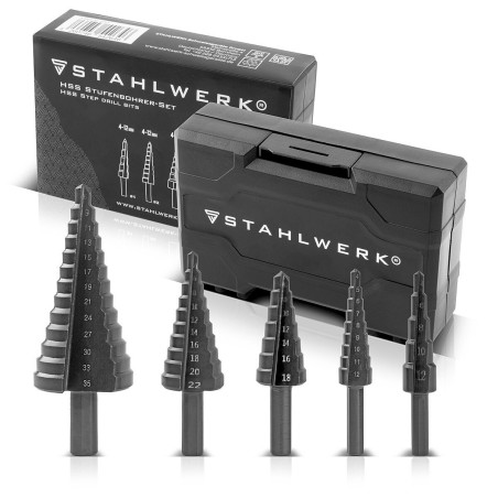 STAHLWERK Forets étagés / forets coniques HSS Set 5 pièces