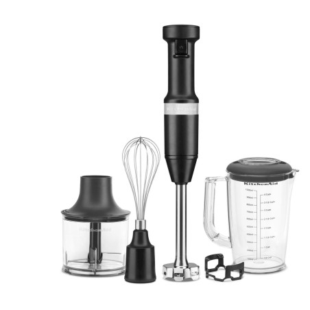 KitchenAid 5KHBV83EBM mixeur plongeant 180W avec fil + accessoires, noir mat