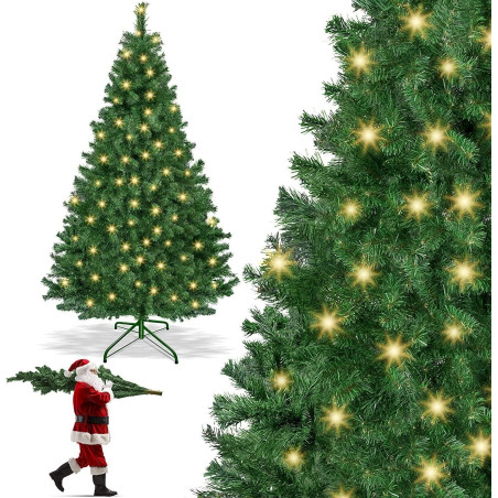 KESSER Weihnachtsbaum künstlicher Christbaum Tannenbaum 210cm Grün mit LED