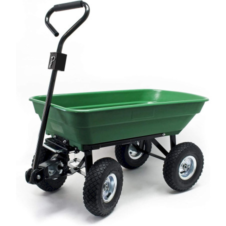 WilTec Chariot de jardin à main Benne basculante Volume 125L Capacité 350Kg