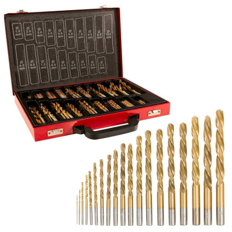 Arebos 230 pièces Titane Drill Bit Set HSS Forets Titanés Acier 1-13 mm Coffret