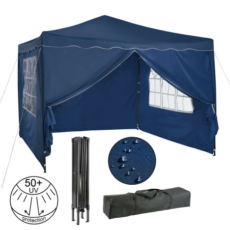 Arebos Faltpavillon 3x3m mit 4 Seitenteilen blau