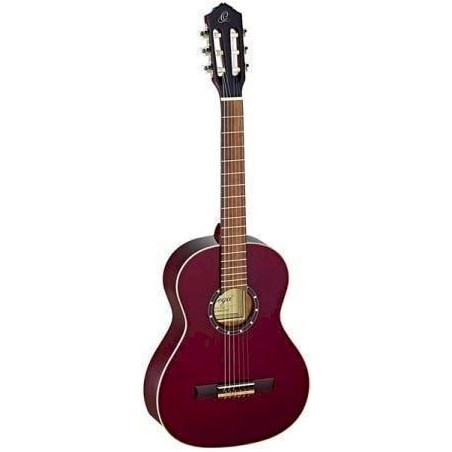 Ortega R121-3/4WR Guitare de concert avec housse Taille 3/4 Corps Acajou Table épicéa Bordeaux