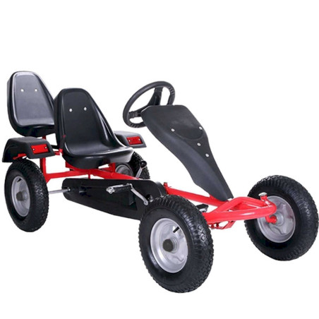 ArtSport 24502 2-Sitz Go-Kart Rennkart Kinder Tretauto Gocart Rot Cart Kinderfahrzeug