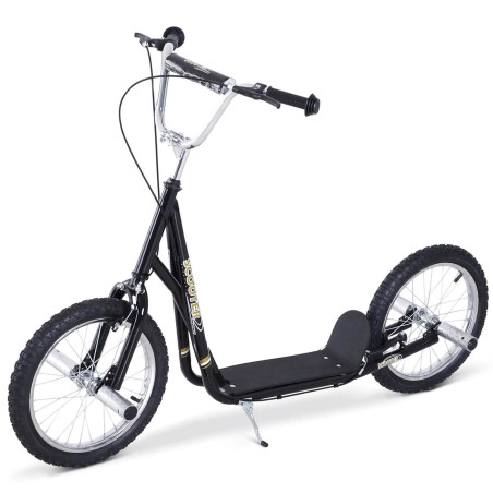 Trottinette pour enfant avec pneus à air épais et freins à main avant et arrière, noir