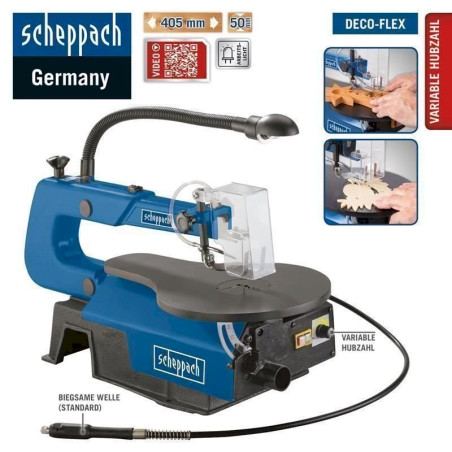 Scheppach De­ku­pier­sä­ge DECO-FLEX 405mm Schnitt­tie­fe mit flexibler Welle