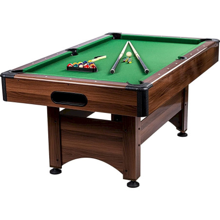 GamesPlanet TRENDLINE Table de billard 6ft + accessoires, 184x108x82cm marron/vert