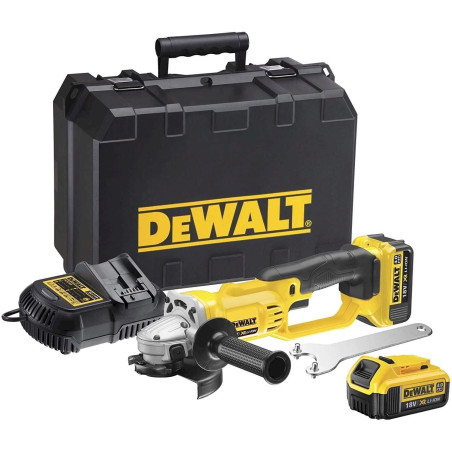 DeWALT Akku-Winkelschleifer DCG412M2-QW 18V mit 2x 4,0Ah Akkus + Lader im Koffer