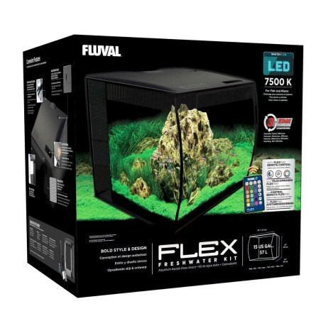 Fluval FLEX Na­no-Aqua­ri­um-Set 57l in schwarz mit RGB LED und Fern­be­die­nung