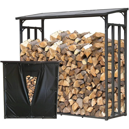 Support de bois de chauffage 143x70x145cm avec protection contre les intempéries