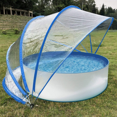 Steinbach Cabrio Dome Ø 440 x 220 cm blau Gartendach & Pooldach für Aufstellpools