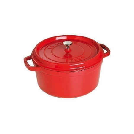 Staub Cocotte/Bräter rund mit Deckel (28 cm, 5,85 L, induktionsgeeignet, mit mattschwarzer Emaillierung im Inneren des Topfes)