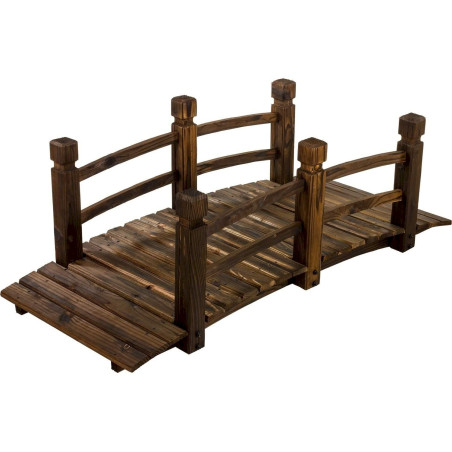 XXL Pont Rustique en Bois Massif 150cm Pont de Jardin