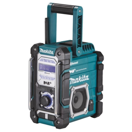 Makita DMR112 DAB+ Bau­stel­len­ra­dio AUX, Blue­tooth, UKW, USB spritz­was­ser­ge­schützt Türkis, Schwarz