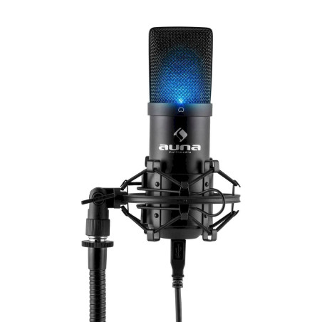 Auna MIC-900B-LED Microphone condensateur USB Studio -noir