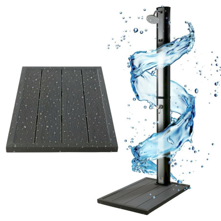 AREBOS Douche de Jardin Douche extérieure Douche de piscine Solaire 35 L - Ar­gent/ Noir