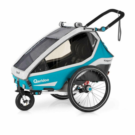 Qeridoo 2020 Kidgoo 2 Remorque de vélo pour enfant, Q9-20-G, Bleu pétrole.