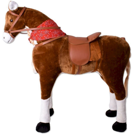 TE-Trend XXL Cheval en Peluche Stehpferd Standpferd Selle Enfants Animal à Bascule Jouet Cheval de Selle 82cm Hauteur de Siège