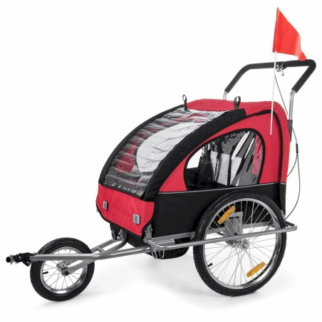 SAMAX Fahr­rad­an­hän­ger Jogger 2in1 Anhänger in Rot/ Schwarz - Silver Frame