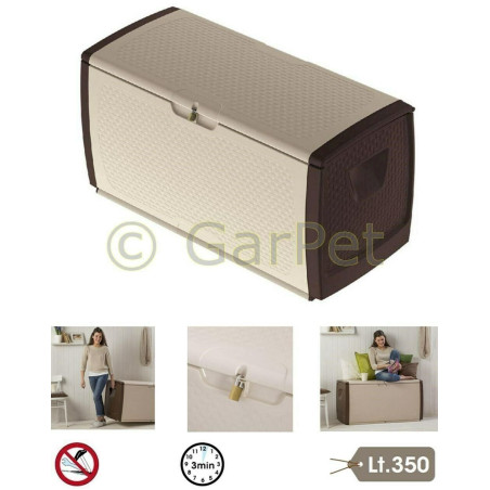 Bama Spa b99031 Garten Aufbewahrungsbox XXL Auflagenbox Kissen Box Truhe Kiste mit Rollen 350 L