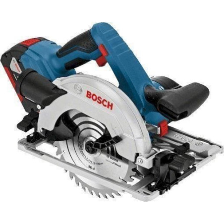 Bosch Ak­ku-Kreis­sä­ge GKS 18V-57 G, mit 2 x 5,0 Ah Li-Ion Akku, L-BOXX, Füh­rungs­schie­ne