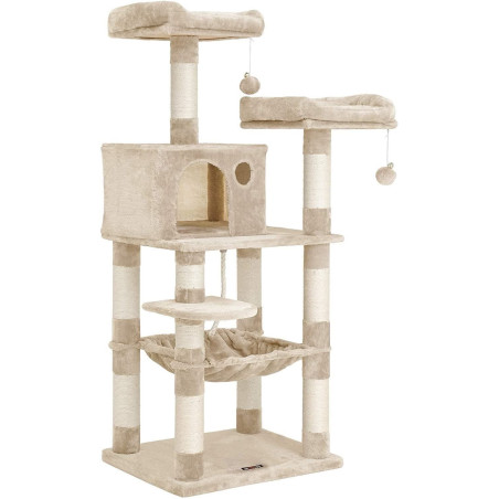 FEANDREA Arbre à Chat PCT15BE Hauteur 143 cm Beige