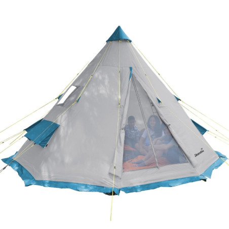 SKANDIKA Tipii grande tente tipi pour 6 personnes avec une hauteur de plafond de 250 cm - gris/bleu