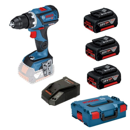 Bosch Per­ceuse-vis­seuse sans fil GSR 18V-60 C Pro­fes­sio­nal + 3 × 4,0-Ah-bat­te­ries + L-BOXX - 0615990K6G