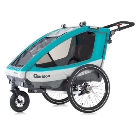 Qeridoo Remorque de vélo enfant Sportrex 1 aigue-ma­rine bleu