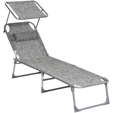 SONGMICS Chaise longue, Bain de soleil GCB19T Gris beige