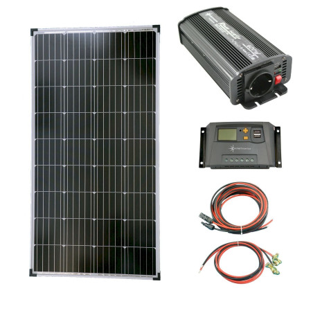 Solartronics Komplettset 1x130 Watt Solarmodul 600 Watt Wandler Laderegler Photovoltaik Inselanlage