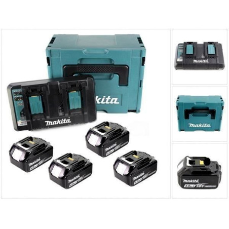 Makita 18 V Power Source KIT mit 4 x 4 Ah Akkus und DC 18 RD Ladegerät im Makpac (197503-4)