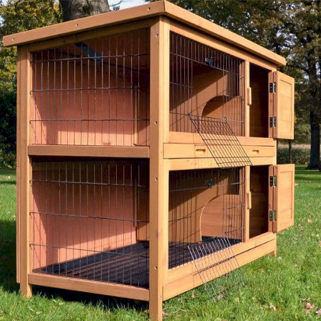 zooprinz Cage Clapier Lapin Extérieur en Bois de Haute Qualité pour Lapins 116x63x98cm Modèle « 005- Hoppel »