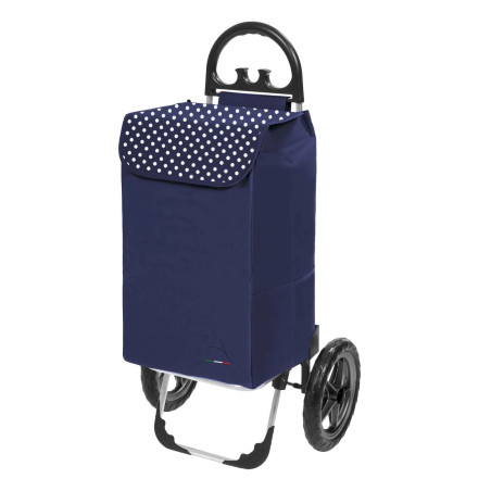 Chariot de courses Kiley XXL bleu avec pois blanche 78 L