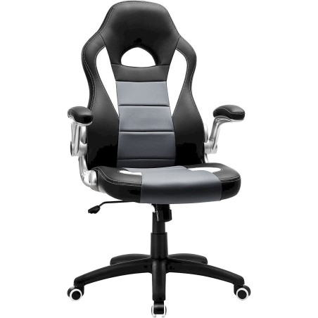 SONGMICS Fauteuil gamer Chaise de bureau Noir, Blanc et Gris