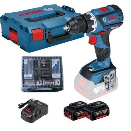 Bosch Ak­ku-Bohr­schrau­ber GSR 18V-60 C / 2x Akku 5,0 Ah + Ladegerät + i-Rack + i-BOXX 68tlg. Zu­be­hör-Set - 0615990K1K