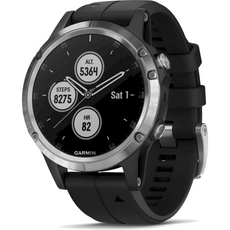 GARMIN Fenix 5 Plus, Smart­watch, Silikon, One Size / 22 mm, Sil­ber/ Schwarz