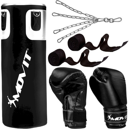 MOVIT Kit de Boxe avec sac 25kg noir