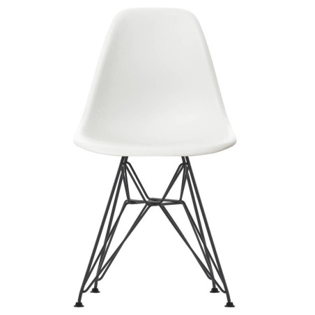 Vitra - Eames Plastic Side Chair DSR (H 43 cm), ther­mo­pou­dré/ blanc, patins en feutre noir (sols durs)