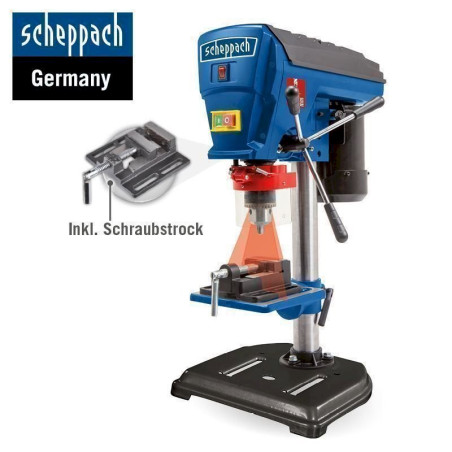 Scheppach Tisch­bohr­ma­schi­ne DP16PRO mit Laser 16mm Bohrfutter + Schraub­stock