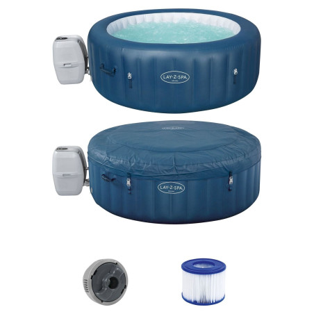 Bestway Lay-Z-Spa Whirlpool Milan AirJet Plus mit App-Steuerung, winterfest, rund, blau 196 x 71 cm 54184