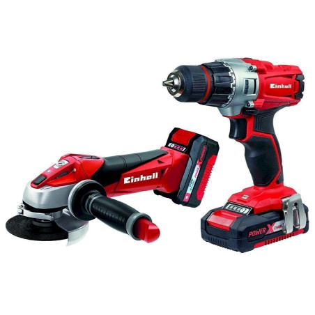 Einhell Maschinen-Set (Werkzeug) TE-TK 18 Li Kit (CD+AG) Power X-Change (Lithium Ionen, 18 V, Akku-Bohrschrauber TE-CD 18/2 Li,