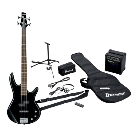 Ibanez IJSR190-BK E-Bass Starter Set mit Verstärker (Tasche, Stimmgerät, Kopfhörer, Zubehör) schwarz